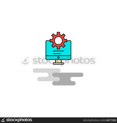 Flat Computer setting Icon. Vector