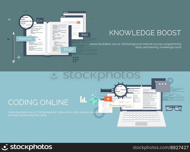 Flat computing background vector image