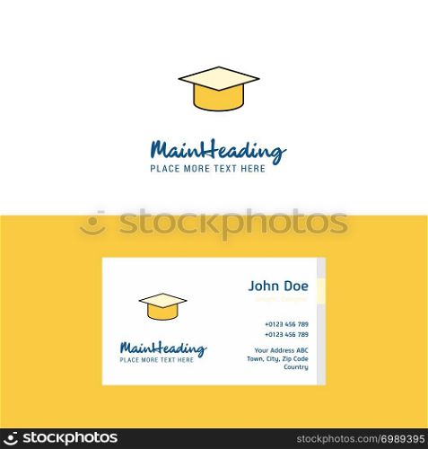 Flat Convocation cap Logo and Visiting Card Template. Busienss Concept Logo Design