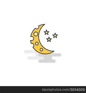 Flat Crescent and stars Icon. Vector