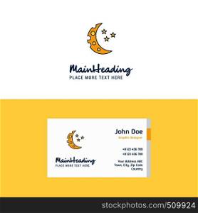 Flat Crescent and stars Logo and Visiting Card Template. Busienss Concept Logo Design
