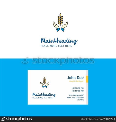 Flat Crops in hands Logo and Visiting Card Template. Busienss Concept Logo Design