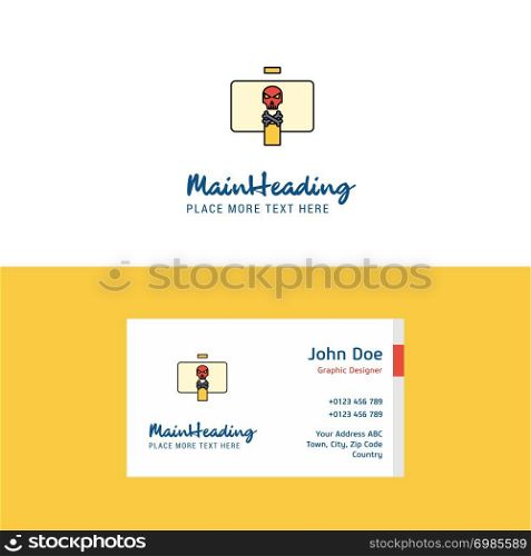 Flat Danger board Logo and Visiting Card Template. Busienss Concept Logo Design