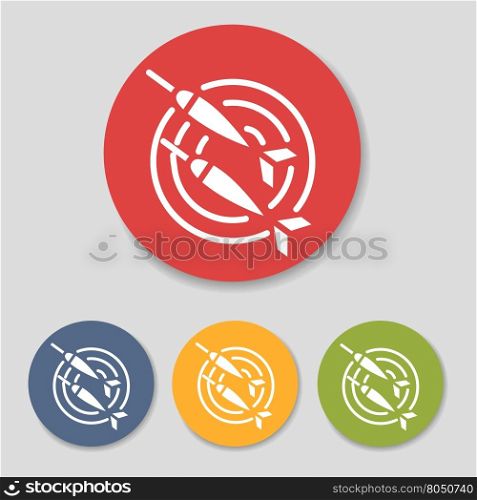 Flat dart icons set. Flat dart icons in colorful circles set vector illustration