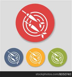Flat dart icons set. Flat dart icons in colorful circles set vector illustration