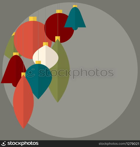 Flat design Abstract Vector christmas decorations - christmas card with retro colors