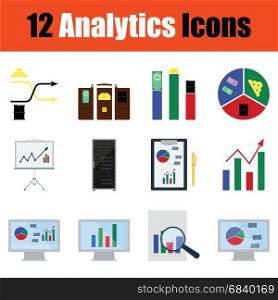 Flat design analytics icon set in ui colors. Vector illustration.