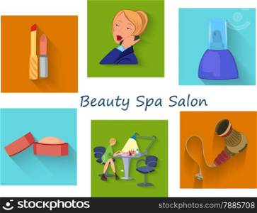 Flat design. Beauty salon spa.Beauty spa salon squares.