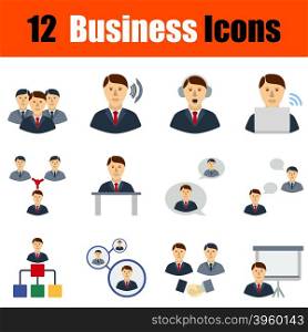 Flat design business icon set in ui colors. Vector illustration.