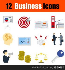 Flat design business icon set in ui colors. Vector illustration.