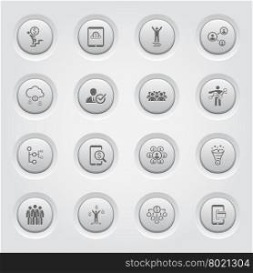 Flat Design Business Icons Set.. Flat Design Business Icons Set. Grey Button Design