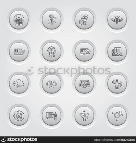 Flat Design Business Icons Set.. Flat Design Icons Set. Business and Finance. Grey Button Design
