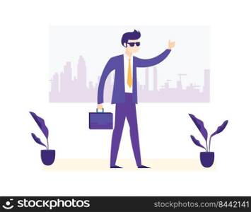 Flat design character businessman with briefcase Vector
