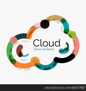 Flat design cloud icon, background. Line design