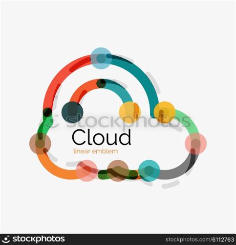 Flat design cloud icon, background. Line design