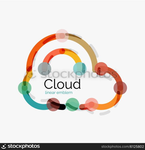 Flat design cloud icon, background. Line design