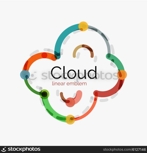 Flat design cloud icon, background. Line design