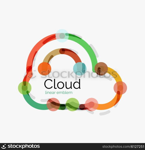 Flat design cloud icon, background. Line design