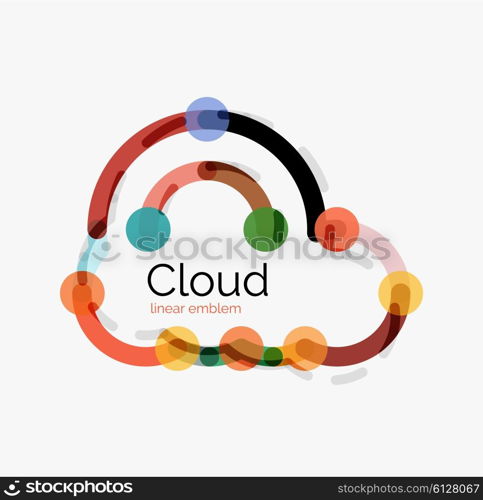 Flat design cloud icon, background. Line design