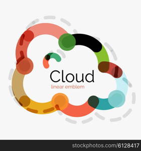 Flat design cloud icon, background. Line design