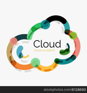 Flat design cloud icon, background. Line design
