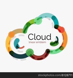 Flat design cloud icon, background. Line design