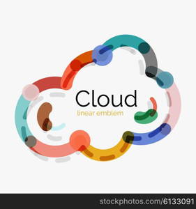 Flat design cloud icon, background. Line design