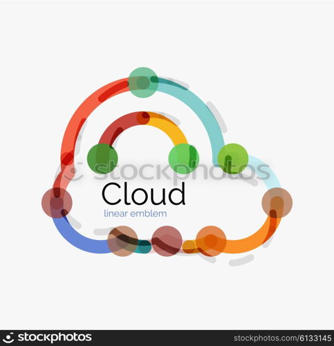 Flat design cloud icon, background. Line design