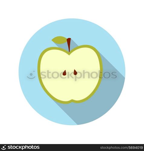 Flat Design Concept Apple Vector Illustration With Long Shadow. EPS10