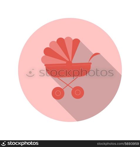 Flat Design Concept Baby Strollers Vector Illustration With Long Shadow. EPS10