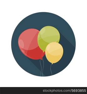 Flat Design Concept Balloons Icon Vector Illustration With Long Shadow. EPS10