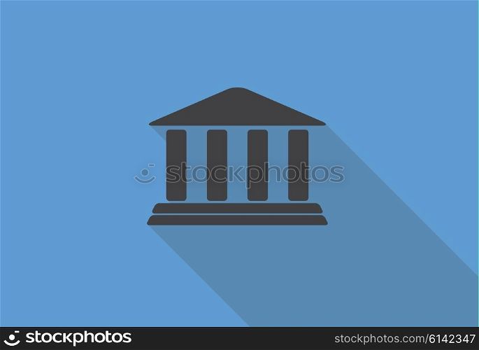 Flat Design Concept Bank Icon Vector Illustration With Long Shadow. EPS10