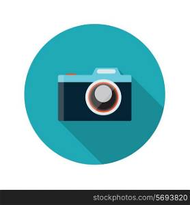 Flat Design Concept Camera Vector Illustration With Long Shadow. EPS10