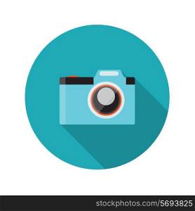 Flat Design Concept Camera Vector Illustration With Long Shadow. EPS10