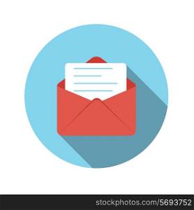 Flat Design Concept Email Send Icon Vector Illustration With Long Shadow. EPS10