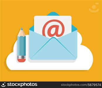 Flat Design Concept Email Write Icon Vector Illustration EPS10