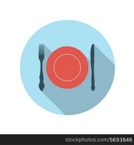 Flat Design Concept Flatware Vector Illustration With Long Shadow. EPS10