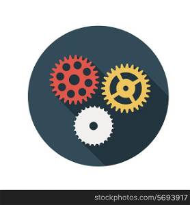 Flat Design Concept Gears Vector Illustration With Long Shadow. EPS10