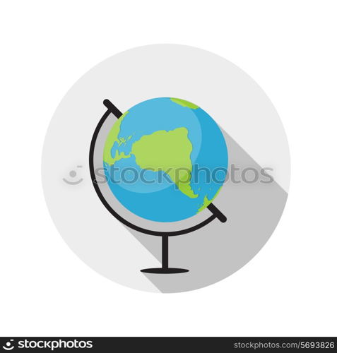 Flat Design Concept Globe Icon Vector Illustration With Long Shadow. EPS10