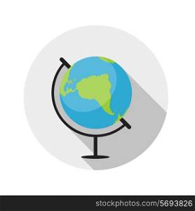 Flat Design Concept Globe Icon Vector Illustration With Long Shadow. EPS10