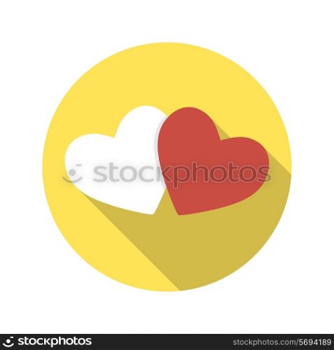 Flat Design Concept Heart Vector Illustration With Long Shadow. EPS10