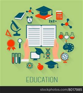 Flat design concept icons for education. E-learning concept. Vector