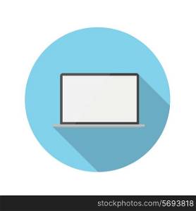 Flat Design Concept Laptop Icon Vector Illustration With Long Shadow. EPS10