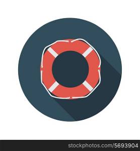 Flat Design Concept Lifebuoy Vector Illustration With Long Shadow. EPS10