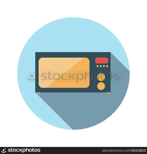 Flat Design Concept Microwave Vector Illustration With Long Shadow. EPS10