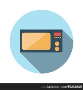 Flat Design Concept Microwave Vector Illustration With Long Shadow. EPS10