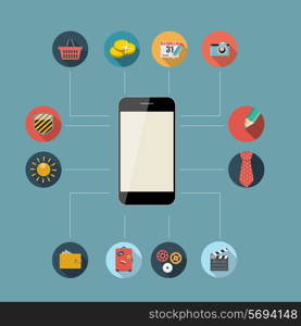 Flat Design Concept Mobile Phone Apps Vector Illustration. EPS10