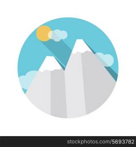 Flat Design Concept Mountains Vector Illustration With Long Shadow. EPS10