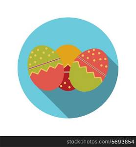 Flat Design Concept of Easter Eggs Vector Illustration With Long Shadow. EPS10