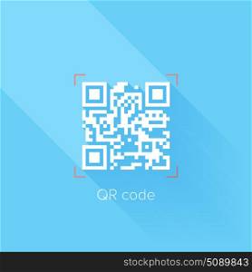 Flat design concept of QR code with long shadow.